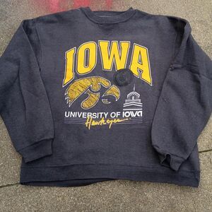 Vintage 90s Iowa University Hawkeyes Sweatshirt Pullover Crewneck Blue Men's XL